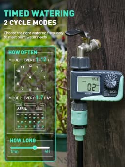 RAINPOINT Sprinkler Timer, Programmable Water Timer for Garden Hose, Outdoor Soaker Hose Timed with Rain Delay/Manual/Automatic Watering System, Digital Irrigation for Yard, Lawn, 1 Outlet