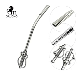 Gaucho Yerba Mate Set Stainless Steel Double Wall Calabash Cup with Removable Filter Bombilla Cleaning Brush