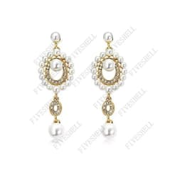 1920s Art Deco Antique Vintage Flapper Style Jet Black Rhinestone Extra Long Dangle Earrings Pearl Earrings Jewelry for Women