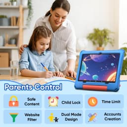 10.1-Inch Children's Tablet Android 16 WIFI Eight Core Processor 30GB (6+24) RAM 64GB ROM YouTube with EVA Protective Case