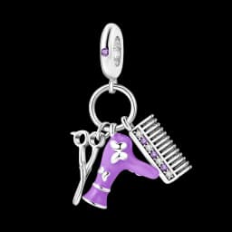 Silver Plated Purple Charms Flower Butterfly Dangle Charm Beads Fit Original Bracelet Diy Pendants