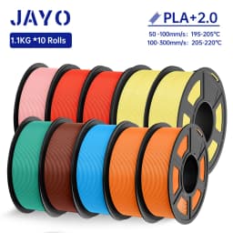 JAYO 3D Filament PLA + 2.0 10 Rolls Upgrade PLA plus 3D Printer Filament Neatly 3D Printing Material For FDM Multicolor