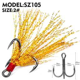 5Pcs 10Pcs Fishing Treble Hooks 4X Strength With Feather Tackle Fishing Hook Stronger Carbon Steel Barbed Fishhooks Pesca
