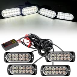 4 in 1 LED Warning Strobe Light 12V 24V Amber Car Grille Emergency Flash Signal Lamps Auto Stroboscope for Truck Offroad SUV
