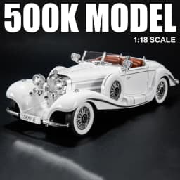 Large Scale 1:18 Benz 500K Classic Car Model Toy Shock Absorption Music Light Doors Opened Retro Vehicle Models Ornaments Gifts