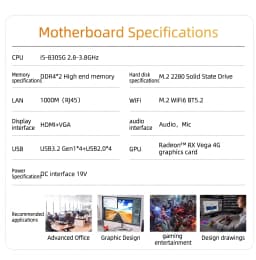 Texhoo MINI PC Intel Core i5‑8305G AMD GPU Radeon RX Vega M GL 4GB HBM2 16G DDR4 2666Mhz 512G SSD Desktop Mini Computers WIFI6