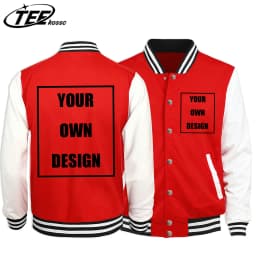 Customized pattern logo DIY Men Colour Jackets Harajuku Baseball Jersey Fleece Loose Clothing Unisex Autumn Warm Vintage Coat