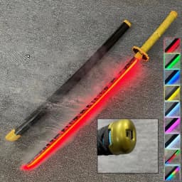 40in Demon Slayer Agatsuma Zenitsu Katana LED Mist Original Sabre Vapor Cosplay Accessories Prop Wood Schwert Vapour Toy Gift