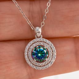 1 CT Real D Color VVS Moissanite Pendant Necklace For Women Red Blue Color Moissanite 925 Sterling Silver Wedding Fine Jewelry