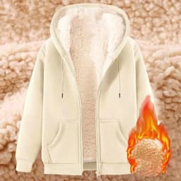 Women Solid Color Fleece Thickened Hoodies Large Size M-5XL Zip Up Warm Lined Thermal Sweatshirt Fall Winter Hooded With Pockets