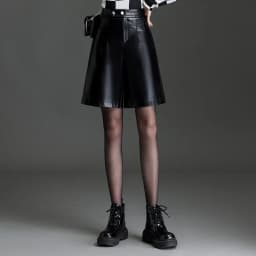 ZUZK PU Leather Bermuda Shorts For Women Loose Shorts Autumn Winter Motorcycle Punk High Waist Fashion Bermuda Shorts Femme