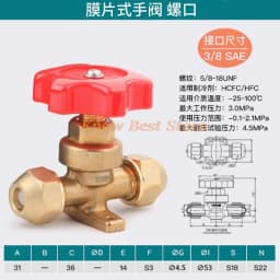 Diaphragm Split Valve Air Conditioning Cold Storage Refrigerationing Manual Valve Ccrew Solder Copper Pipe Straight Fittings