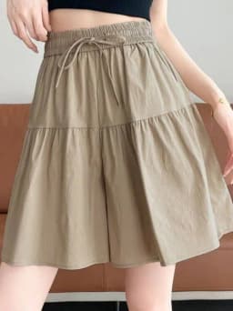 Ice Silk Casual Bloom Short Pants Women's High Waist Loose Thin Wide Leg Five-Quarter Length Commute Style Korean Fashion