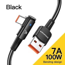 Essager 7A USB C Cable For OPPO 100W Fast Charging Cord For Honor Huawei P40 Oneplus Realme 90 Degree Mobile Phone Charging Cord