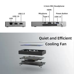 SZBOX JX5 Pocket Mini PC Intel Alder Lake N100 LPDDR5 12GB Windows 11 WIFI6 BT5.2 Dual Screen Type-C Portable Mini Computer Meta