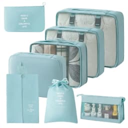 8Pcs Travel Organizer Set Portable Folding Suitcase Packing Cubes for Clothes Shoes Tidy Pouch Luggage Storage Bags