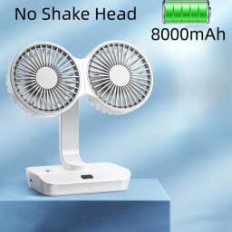 New Desktop Double Head Fan 4-Gears Wind Fast Cooling Digital Display 8000mAh Large Capacity Household Shaking Head Fan