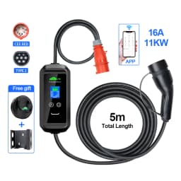 Kolanky 11KW 16A 3P Portable EV Charger Wallbox Wallmount IEC 62196 Type2 Plug Tuya APP WIFI Charging Electric Vehicle Cable 5M