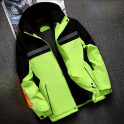 Thickened Fleece Lined Cotton Jacket for Men Workwear Safety Coat Winter Cold Resistant Reflective Printed Logo Casual Loose Fit