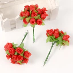 12Pcs Mini Artificial Rose Flowers Bouquet Silk Fake Flowers For Home Decor DIY Wedding Decoration Craft Wreath Gift Accessories