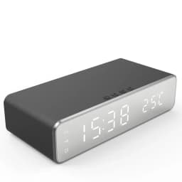 Desktop Wireless Charger Time Alarm Clock LED Digital Thermometer Phone Chargers Fast Charging Station for iPhone 17~12 Samsung