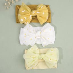 3Pcs Baby Wide Elastic Headband Infant Large Bow Head Band Flower Print Soft Stretchy Wide Hairband For Toddler Hair Accessories