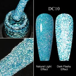 Mtssii Reflective Glitter Gel Pink Sparkling Sequins Gel Nail Polish Soak Off UV Nail Gel Semi-permanent Nail Art Decoration