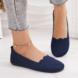 Women's Casual Flat Knitted Hollow Out Work Shoes Pure Color RoundToe Breathable Slip-On Shoes Comfortable Summer Shoes