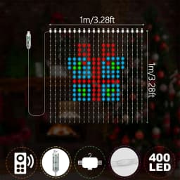 1/2/4PCS Smart LED Curtain Lights LED Fairy Lights App Control Music Sync DIY Pattern Waterproof for Indoor Outdoor Party Decor