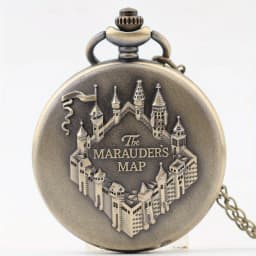 Vintage Castle Embossed Marauder Map Pocket Watch with Bronze Chain - A Timeless Accessory!