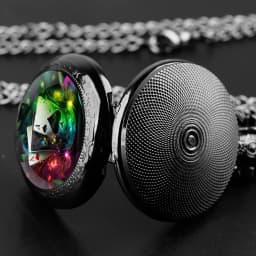 Exquisite Magic Poker Glass Dome Quartz Pocket Watch with Chain Arabic Numeral Dial Women Necklace Pendant Gifts Man Watches
