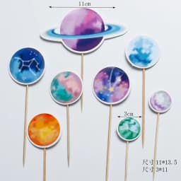 Space Universe Cake Topper Rocket Planet Cupcake Toppers Astronaut Kids Space Theme Party Happy Birthday Cake Decorations Suppli
