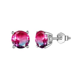 CWWZircons 925 Sterling Silver Delicate Rainbow Mystical CZ Crystal Round Stud Earrings for Women Daily Party Fine Jewelry SE050