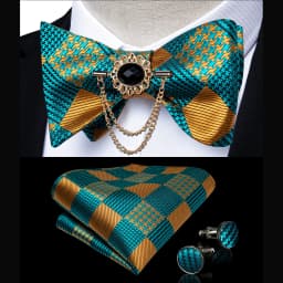Exqusite Men's Self-tie Bowties Wedding Neck Ties For Man Accessories Cufflinks Hanky Brooch Set Red Black Yellow Blue Bowtie