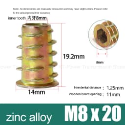 10-100Pcs M4 M5 M6 M8 M10 Zinc Alloy Thread for Wood Insert Nut Flanged Hex Drive Head Furniture Nuts Selection Length 6-30mm