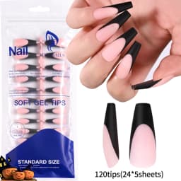 150Pcs/set White French Gel Nail Tips Medium Almond Nude Pink Press On Nail French Tips Matte/Glossy Frosted Soft Gel Nail Tips