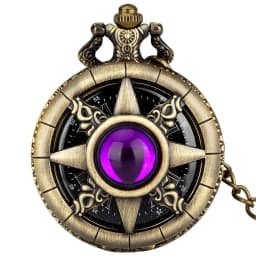 Hollow Sun Rhinestone Decorated Chic Bronze Quartz Pocket Watch Men Women Black Starry Roman Numerals Fob Chain Pendant Clock