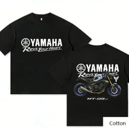 2026 YAMAHA White Oversized Retro Racing Print Cotton T-Shirt Unisex Breathable Biker Street Top