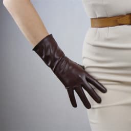 Tech Gloves Faux Patent Leather Wrist Long Short Coffee Black White Touchscreen 28cm LLDLLNT