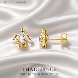 Ear Stud Golden Turtle Fine Jewerly For Women Trendy Summer Gift In 925 Sterling Silver