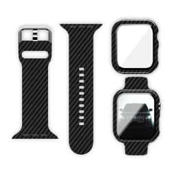 Glass+Cover+Strap for Apple Watch Case 44mm 40mm 41mm 45mm 42mm 38mm sport Silicone bracelet iwatch series 9 8 7 6 5 4 3 SE Band