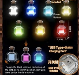 Mini MC Game Night Light Change Color Liquid Medicine Bottle Model Type C Rechargeable Game Room Atmosphere Decoration Toy Gift