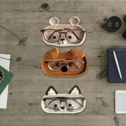 Handmade Crochet Cute Animal Theme Glasses Holder Eyeglass Protective Storage Tray for Home Desk Eyewear Organizers Gift