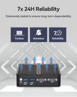 Intel N150 Fanless IoT Mini Industrial PC 2x Serial Ports RS232 2x Ethernet 2xHDMI 1xDP 6xUSB WiFi 4G Modem Windows11/10 Ubuntu