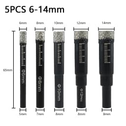 5/6/8/10/12/14/16mm Round Handle Dry Brazed Diamond Hole Saw for Porcelain Tiles Marble Glass Ceramic Crowns Drill Bit
