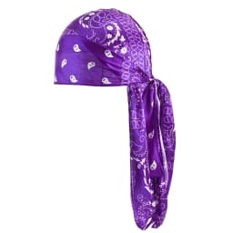 Amoeba Print Silky Durag Bandanas Long Tail Pirate Turban Cap Cashew Flower Durag Turban Outdoor Cycling Riding Street Hat Hijab