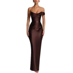 New One Shoulder Satin Women 's Maxi Dress Cowl Neck Ruched Waist Bodycon Dresses Summer Woman Formal Evening Party Vestidos