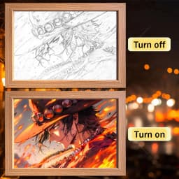 Anime Character One Piece Luffy Zorro Animated Frame LED Light Study Bedroom Christmas Birthday Gift