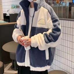 Men's Fleece Jacket Lamb Fur Cotton Clothes Warm Thickened Autumn Winter Outerwear Casual Style Standard Fit Zipper Closure