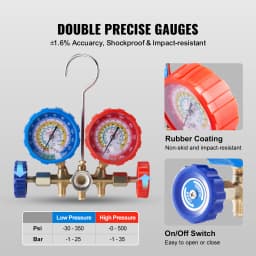 SucceBuy AC Gauge Set 3 Way AC Manifold Gauge Set for R134A/ R22/R12/R502 Refrigerant Works on Car Freon Charging and Evacuation
